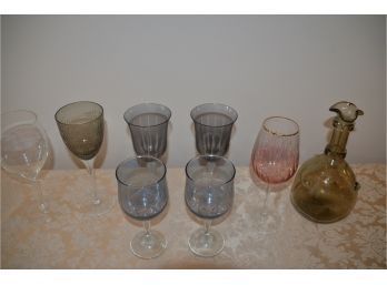 (#53) Wine Glasses Assortment With Decanter