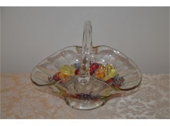 (#51) Fruit Design Glass Basket Bowl
