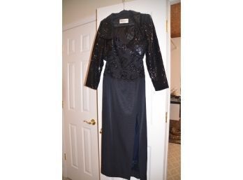 (#27) Black Strapless Fabian Molina Size 6 Gown With Sequin Short Jacket Mignon NY Size 6