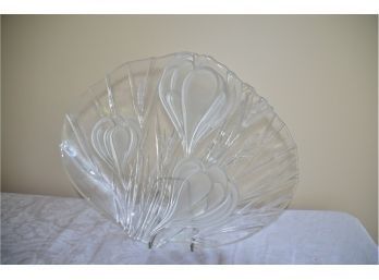 (#20) Glass Floral Serving Platter 17x14