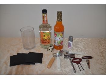 (#85) Barware, Leather Coasters And Triple Sec And Hibicus Passion Fruit