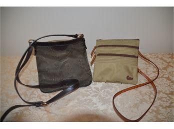 (#64) Dooney And Bourk Kahki Cross Body Handbag And Ralph Lauren Cross Body Handbag