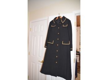 (#33) Vintage Ginala Black Wool? Coat Gold Braiding Detail (no Size) About Small/medium Heavy Weight