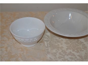 (#79) White Soup Bowl Primagero Portugal And Serving Bowl No Brand