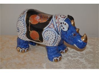 (#44) Decorated Porcelain Rhinoceros Decor