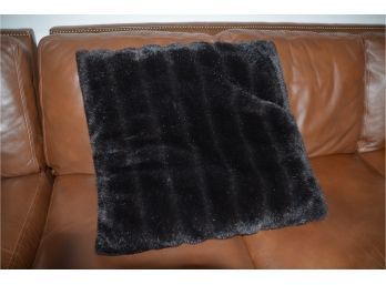 (#39) Faux Black Fur Square Large Pillow 25'square