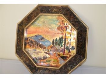 (#28) Mirrored Country Side Scene Octagon Wall Hanging 13'