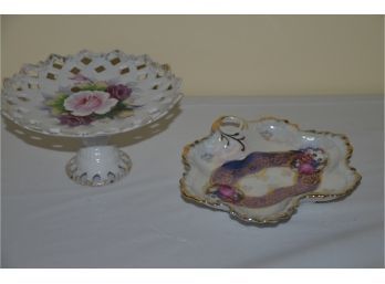 (#11) Vintage Victorian Trinket Plate And Pedestal Candy Dish