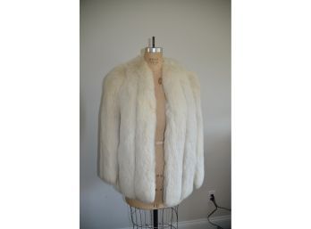 Unique White Fox Jacket Brown Leather Sections 29'Length