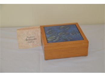 (#30) Hand Made Wood Tile Top Box 5x5x2