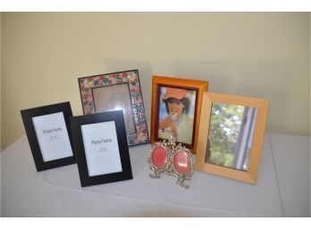 (#66) Wood Picture Frames Assortment Of Sized (4x6 And 5x7 And 2')