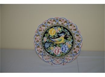 (#14) Portugal Hand-painted 13' Serving Platter M. Fonsepa Glass Quarssm