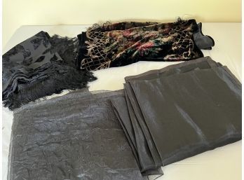 (#96) Evening Wedding Assorted Black Shawls Silk, Velvet Shawls