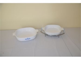 (#36) Vintage 9' Cornflower Corning Ware Casseroles (1) With Vintage Hot Plate And Corning Ware