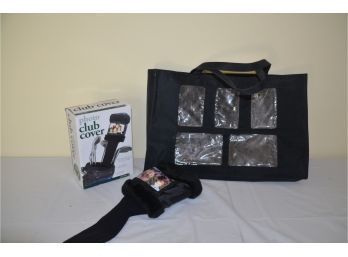 (#84) New In Box Photo Golf Club Cover And Black Nylon Photo Tote Bag