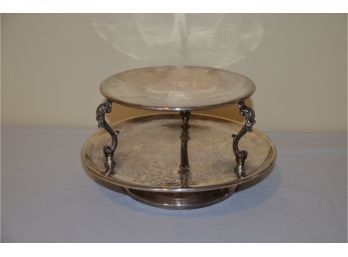 (#2) Silver Plate 2 Tier Tray 10'Round