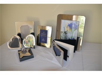 (#67) Silver Chrome Picture Frames And Photo Table Top Book (8x10, 4x6, 3x3)