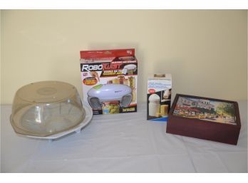 (#41) Kitchen Gadgets: Cheese Grater, Robotwist Jar Opener, Microwave Bowl, Wood Tea Box