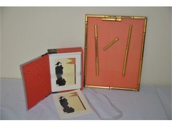 (#75) Bamboo Magnetic Board And New Box Of Opera Asian Themed Notecards