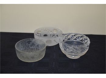 (#50) Tiffany (1) Glass Bowl Along With 2 Other Serving Dip / Candy Bowls