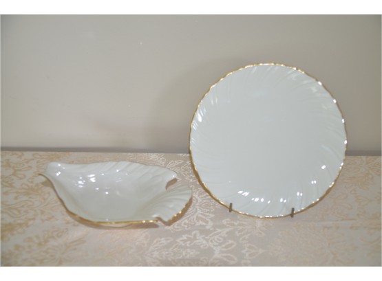 (#16) Lenox Laurent Cake Server Plate And Swan Candy Dish