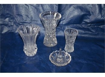 (#74) Glass Bud Vases And Ring Holder
