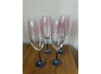 (#28) Purple Iridescent Champagne Glasses 4 Of Them