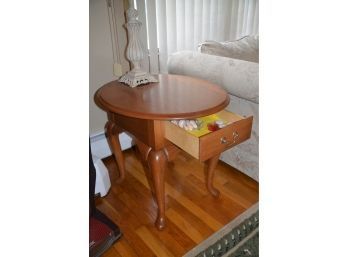 Oval End Table With Drawer
