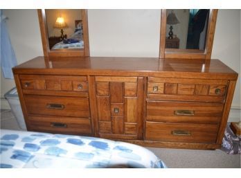 Great Apartment Size Bedroom Dresser And 2 Mirror (armoire And Night Stand On Auction)