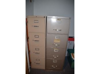 Vintage 4 Drawer Filing Cabinets Beige Letter Size, Grey Fireproof Legal Both Lock With Keys