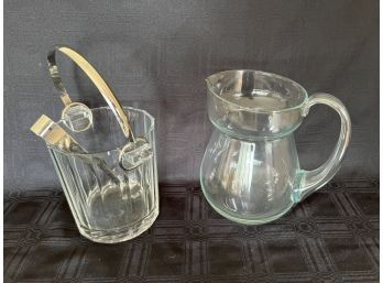 (#35) Glasses Pitchers And Glass Ice Bucket With Thongs