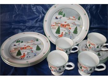(#78) Sango Christmas 'Silent Night' Serves Of 4 Oven Dishwasher Microwave Safe (12 Pieces)