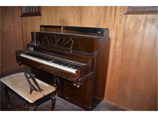 Vintage Story And Clark Upright Piano With Storage Bench