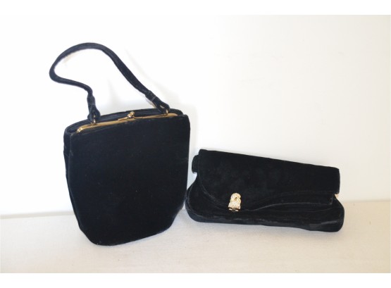 (#252) Vintage Black Velvet Evening Handbags