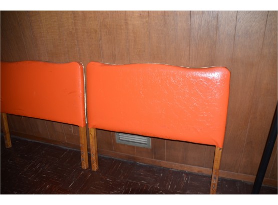 (#294) Vintage Orange Faux Leather Padded Twin Headboards
