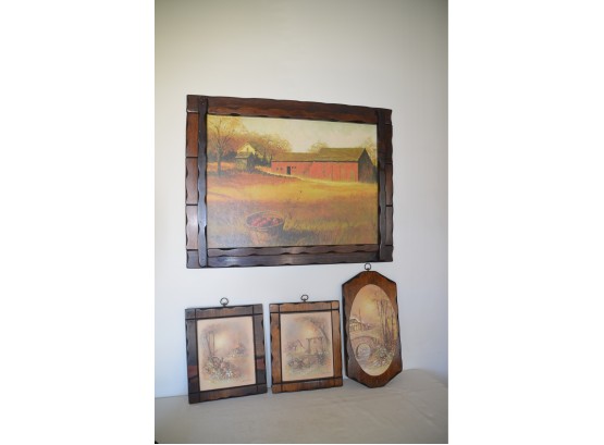 (#271) Pine Wooden Framed Pictures
