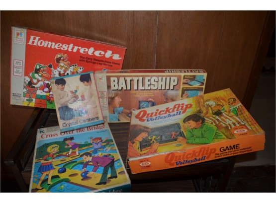 (#313) Vintage Board Games: Battleship, Crossover Bridge, Homestretch, Quick Flip Volleyball, Crystal Climbers