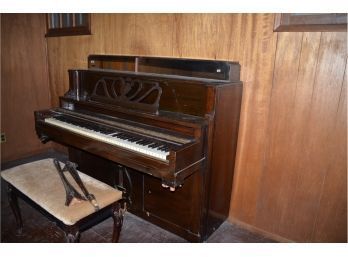 Vintage Story And Clark Upright Piano With Storage Bench