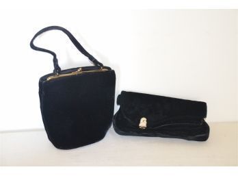 (#252) Vintage Black Velvet Evening Handbags