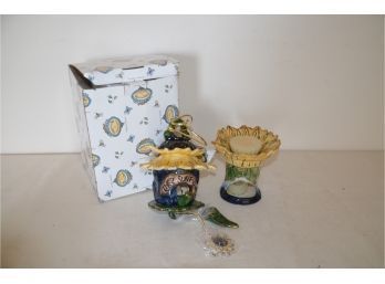 (#197) New In Box Bird House Votive Candle And Candle Tart Holder