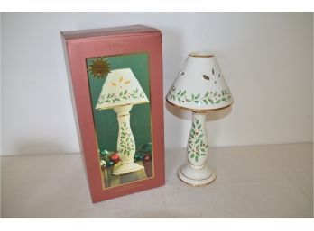 (#218) New Lenox Porcelain Holiday Candle Stick Lamp With Shade