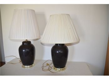 (#276)  Black Porcelain Table Lamps