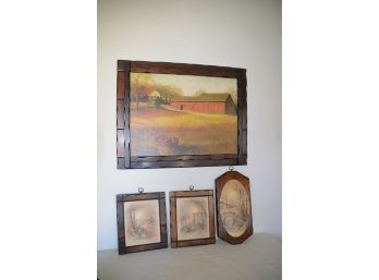 (#271) Pine Wooden Framed Pictures