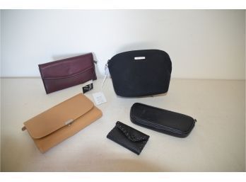 (#254) NEW Tan Coach Leather Wallet, NEW Capezio Wallet, Coach Eye Glass Case, Nine West Clutch And Key Case