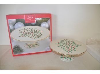 (#216) NEW Lenox Holly 'Holiday' Pedestal Cake Plate