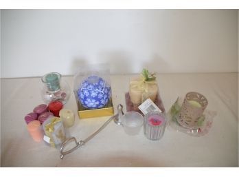 (#202) Assorted Candles And Votives With Holders - Some New In Box