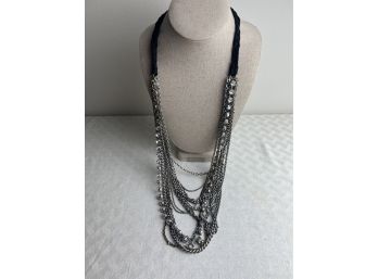 (#162) Metal Chain Necklace With Rhinestone 20'long