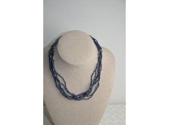 (#160) Black Iridescent Necklace Hangs 8.5' Long