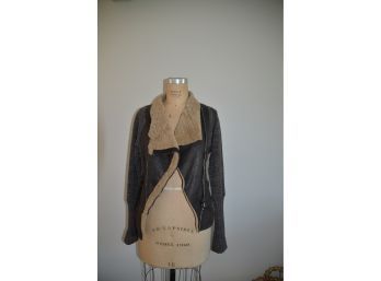 Transit 511 Leather And Knit Sleeves Jacket Size Small