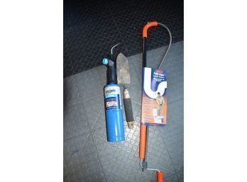 (#97) Household Tools: Handy Toilet Auger, Extension Pole, Garden Shovel, BernzOmatic Propane